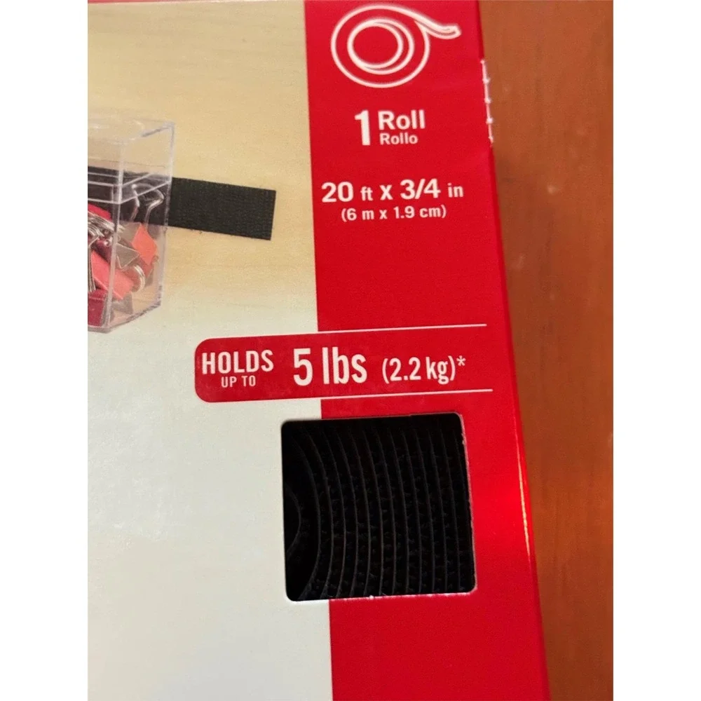 NIP VELCRO Brand Organization Sticky Back Tape 20 ft x 3/4 in Holds 5 lb Black